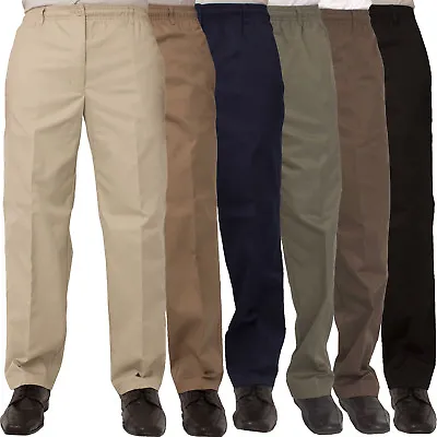 Mens Rugby Trousers Casual Work Pants Smart Elasticated Waist All UK Sizes 32-58 • £16.99