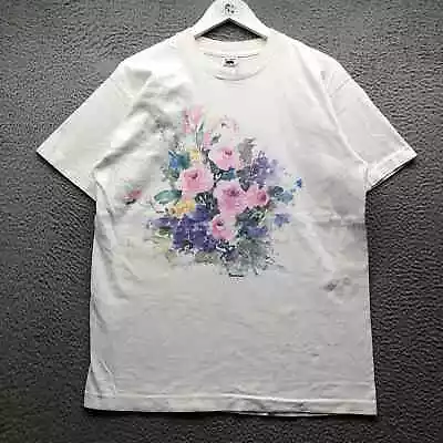 Vintage Flower Nature Fruit Of The Loom T-Shirt Men Large L Single Stitch White  • $24.99