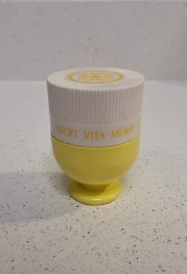 1960's Vintage Avon Vita Moist Cream Milk Jar Yellow Pedestal Container Empty  • $15.50