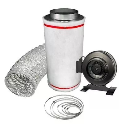 Carbon Filter Inline Fan Kit Odour Extraction Ducting 10m Hydroponics 4  PRO  • £62.91