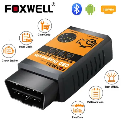 FOXWELL OBD2 Bluetooth Scanner Car Diagnostic Scan Tool Check Engine Fault Code • £7.99