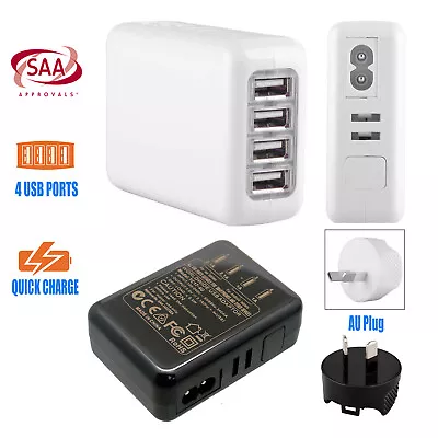 5V 3.1A 100V-240V 4 Ports USB AC Wall Charger Adapter Travel Home With AU Plug  • $27.99