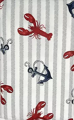 Lobster Tablecloth 60x84  Oblong Vinyl With Umbrella Hole Zipper Flannel Backing • $14.85