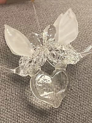 Vintage Silvestri Spun Glass Bird Christmas Ornament Birds Kissing  On Heart • $13