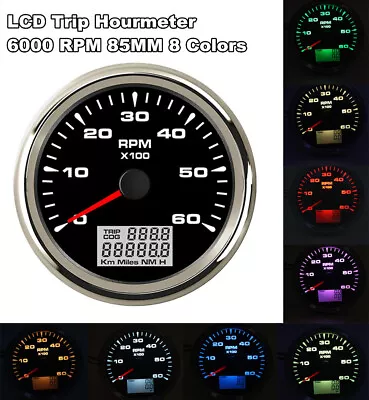 $39.49 • Buy 85mm 6000RPM Car Autos Motorcycle Digital Tachometer 8-Color Backlight Counter