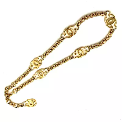 Auth Old GUCCI Gold Chain Belt GG Logo Mark Vintage Long Necklace 23.6-26.7 Inch • $385