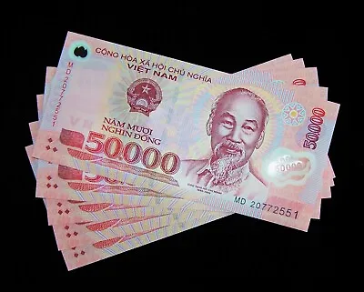 5 Pcs X  Vietnam 50000 (50000) Dong Banknotes- Uncirculated Currency • $39.99