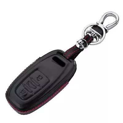 3-Button Leather Car Smart Key Fob Case Cover With Keychain For Audi A3-A8 S3-S8 • $7.59
