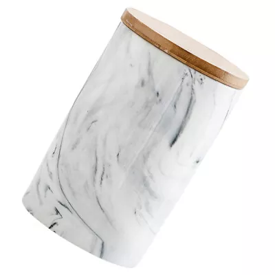 Marble Pattern Ceramic Tea Canister With Airtight Lid - Grey • £15.18