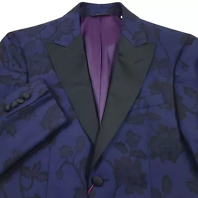 $698 Robert Graham Reggie Floral Jacquard Dinner Jacket In Blue Mens Size 44R • $234.37