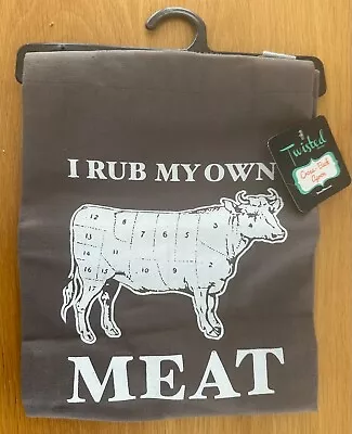 Twisted Wares Bbq Apron Mens Grey Cross Back-I Rub My Own Meat-New W/Tags • $32.99