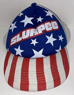 Vtg 90's Slurpee Hat Cap 7-Eleven SnapBack American Flag Trucker Stars & Stripes • $17.09