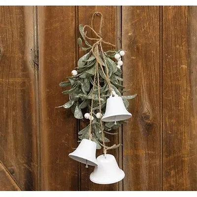 ICE KISSED MISTLETOE HANGING TEARDROP WREATH Pip Berries Gritter 13  Long • $13.97