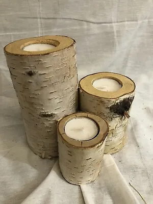 $7 • Buy Decorative Birch Candle One Big One 3 Smaller Ones Attached