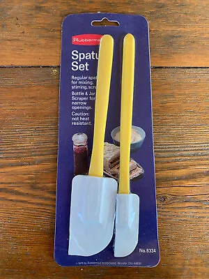 Vintage SEALED 1976 Rubbermaid Scraper Spatula SET OF 2 8334 NOS Yellow • $30