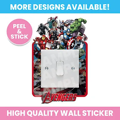Avengers Light Switch Surround Wall Sticker Decal Kids Girl Boy Bedroom • £1.99