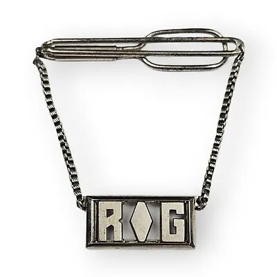 Vintage Swank Sterling Tie Bar Chain RG Initial Monogram Clip 925 Silver 2.5     • $19.96