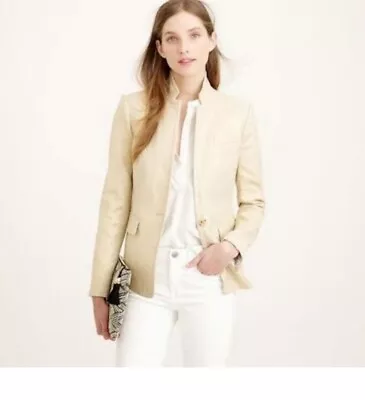 J.CREW Womens Ivory Metallic Linen Blend Regent Blazer Jacket Sz.2 • $30