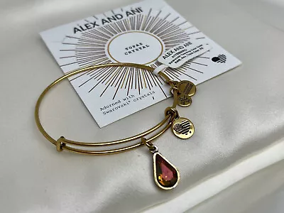 $33.11 • Buy Alex And Ani Swarovski Teardrop Topaz Birth Stone Rafaelian Gold Charm Bangle