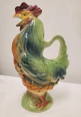 Vintage Saint Clement Crowing Rooster Pitcher French Barbotine Majolica Pottery • $304.99