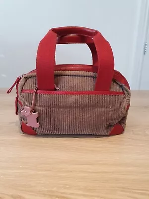 VINTAGE RADLEY Brown/Red Corduroy Leather Bag - Small • £14.99