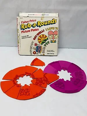 Fisher Price Rub-A-Rounds Picture Plates Set Vintage Drawing Toy Pieces  BIN 10 • $14.95