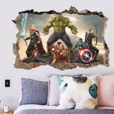 3D Cartoon Avengers Super Hero Hulk Wall Sticker Kids Room Decor Vinyl Decal • $12.99