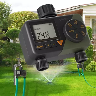 2 Zone Programmable Water Timer Garden Hose Faucet 2 Outlet For Mist Irrigation • $49.99
