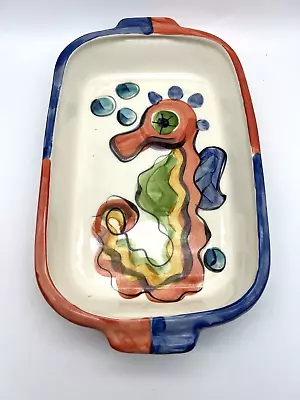 Vicki Carroll Pottery Signed Seahorse Casserole Dish Colorful • $48.50