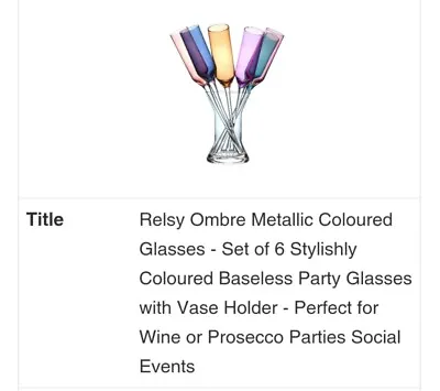 LA&V Wine Glasses Coloured Stem - 6 Piece • £20