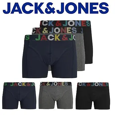 Jack & Jones Mens Cotton Stretch Boxer Shorts Underwear For Men Pack Of 3 • £18.99