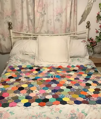 VINTAGE 1970s 1960s Laura Ashley PATCHWORK QUILT Topper Runner • £45