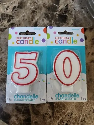 50th  Number #50 Birthday  Candles Cake Topper Red 3  Anniversary  • £7.23