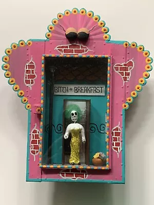 Mexican Folk Art Tin Shadow Box Day Of The Dead Breakfast Bitch Wall Decor • $17