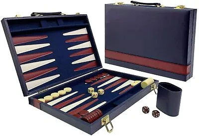 $40.99 • Buy Sun Flair Backgammon 15  Folding Classic Board Game Smart Tactics Premium Blue
