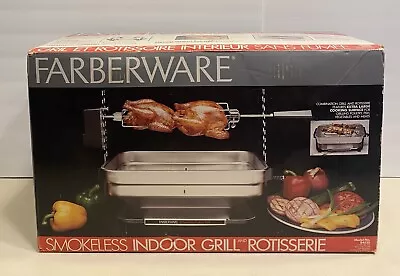 NEW SEALED Farberware Smokeless Indoor BBQ Rotisserie Grill R4550 Unopened BOX • $224.99