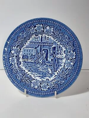 Royal Tudor Ware Coaching Taverns 1828 Blue & White 7  Side Sandwich Plate • £7.25