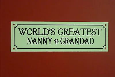 World's Greatest Nanny & Grandad Christmas Birthday Relation Gift Plastic Sign • £1.39