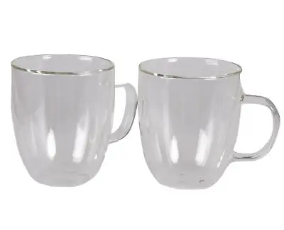 £11.99 • Buy  Double Wall Coffee Mug Termal Insulated Tea Glass Cup With Handle 2 Pack 475 Ml