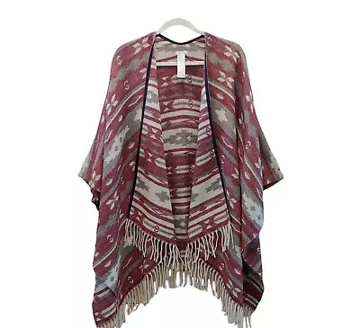 Women's Xhilaration Boho Aztec Fringe Oversized Blanket Multicolor Shawl Scarf • $24.99