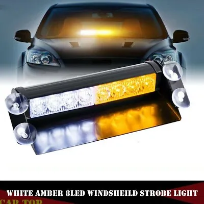 8LED Strobe Dash Emergency Flashing Warning Lights For Car Truck White Amber 12V • $17.95