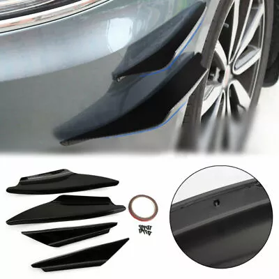 4pcs Universal Gloss Bk Car Front Bumper Fins Body Splitter Spoiler Canards USA • $17.89