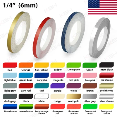 $8.95 • Buy 1/4  Roll Vinyl Pinstriping Pin Stripe Solid Line Car Tape Decal Stickers 6mm
