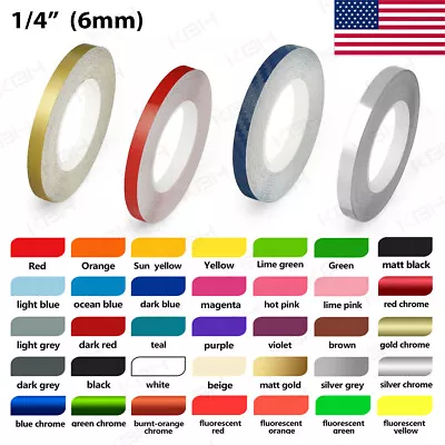 1/4  Roll Vinyl Pinstriping Pin Stripe Solid Line Car Tape Decal Stickers 6mm • $7.95