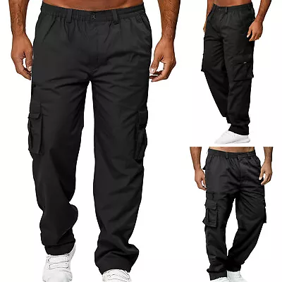 Men's Cargo Sweatpants Taper Leg Fleece Six Pocket Jogger Workout Pant Casual US • $16.59