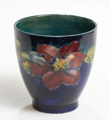 Vintage Moorcroft Hibiscus Art Pottery Vase Blue Ground Mid 20th Century • £74.99