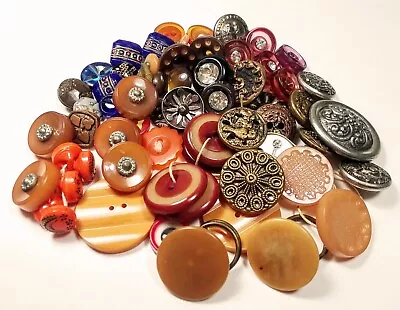 Lot Of 62 Select Vintage & Antique Buttons Bakelite Metal Glass Plastic • $8.99