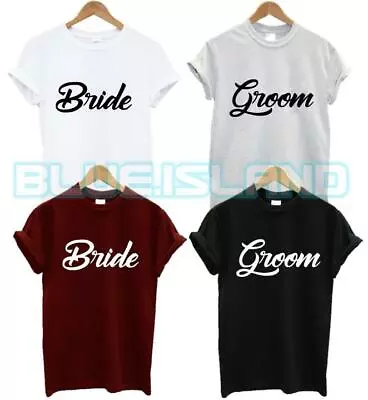 Bride Groom T Shirt Set King  Wifey Couple Hubby Gift Present Top Tee Unisex • £6.99