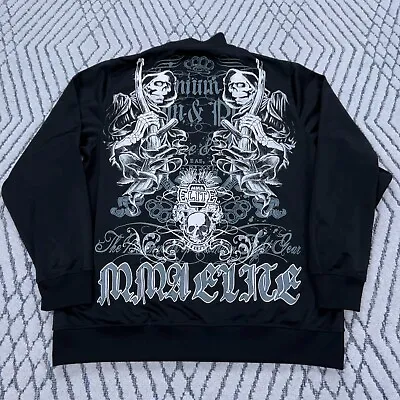 MMA Elite Sweatshirt Men Medium Black White Track Suit Jacket Mall Punk Skull • $34.91