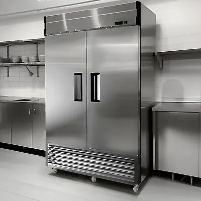 Commercial Freezer 2 Solid Door Stainless Steel Reach-in Upright Restaurant 54 W • $1870.55